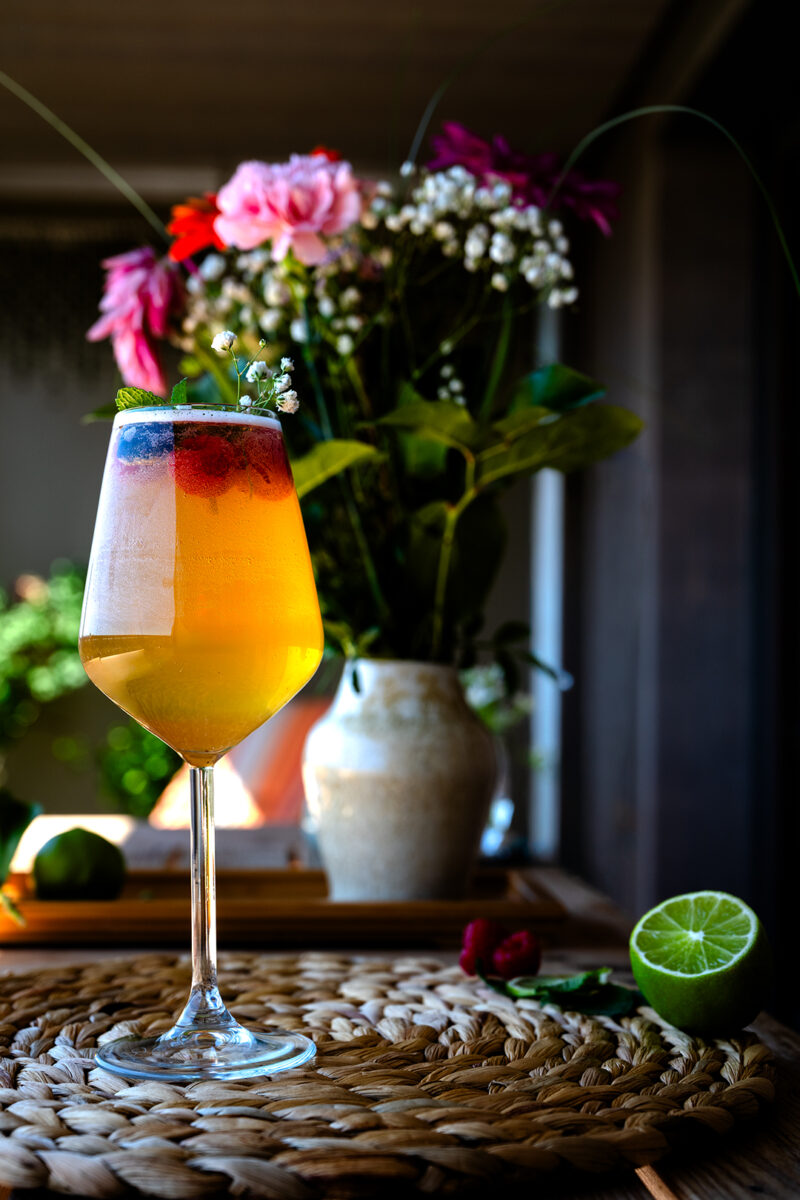 Mocktail au thé bouquet de fleurs séance photo entreprise photographe Sélestat